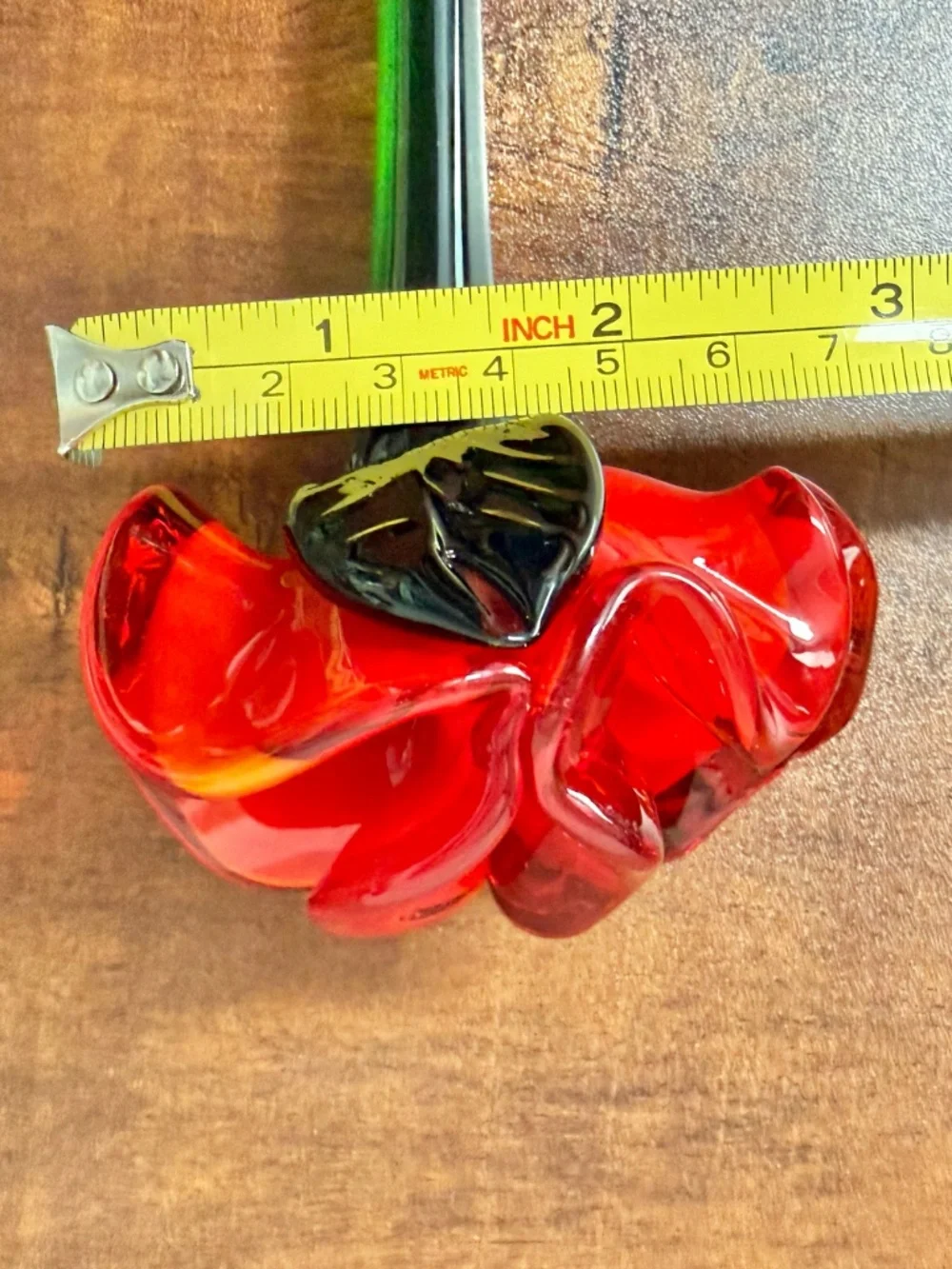 Hand Blown Glass Flowers Set of 4 Long Stem Floral Decor
